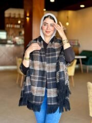 ⁦شال حريمي كاروهات بشراشيب⁩ - الصورة ⁦11⁩