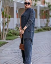 ⁦سوت جينز شميز زراير بنطلون 2 جيب⁩ - الصورة ⁦3⁩