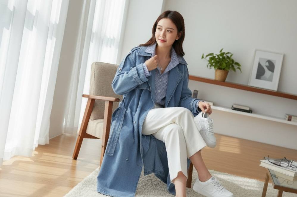 2025-12-25 17.12.27 دريس ترنش كوت جينز - الصورة 1