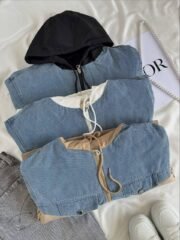 ⁦جاكت مبطن دبل فيس ف جينز كابتشوه  2جيب⁩ - الصورة ⁦3⁩