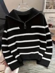 سويتشرت مقلم نص سوستة | موديل عملي