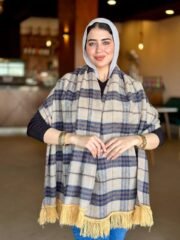 ⁦شال حريمي كاروهات بشراشيب⁩ - الصورة ⁦6⁩